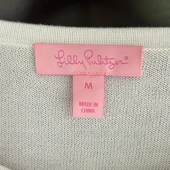 LILLY PULITZER Knit Cropped 3/4 Sleeve Cardigan Preppy Old Money Parisian Size M - Picture 2 of 13